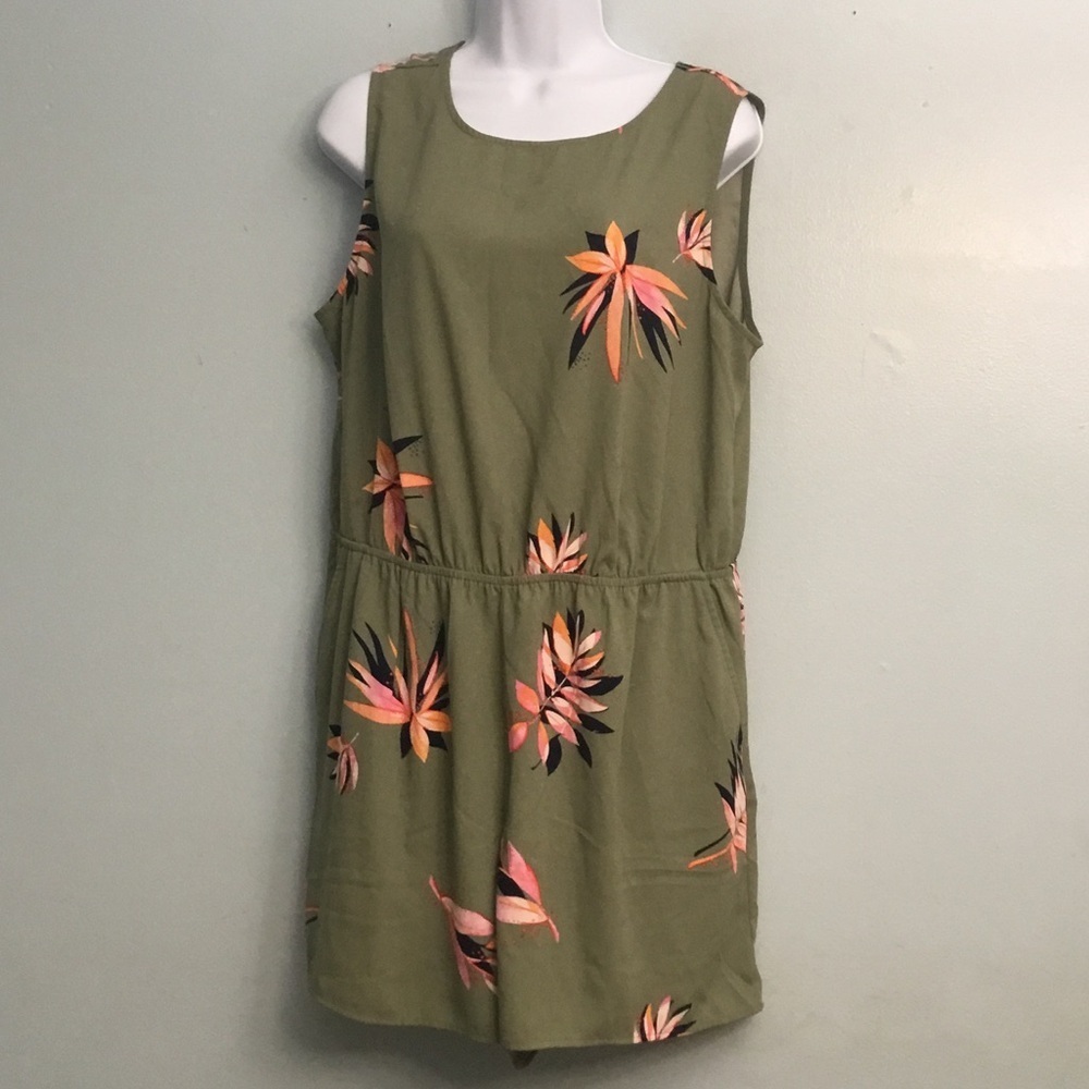 A NEW DAY Olive Green Floral Romper - Picture 2 of 14